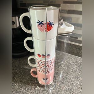 Strawberry Themed Stackable Mugs Set